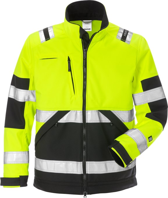 FRISTADS VARSEL SOFTSHELL-JACKA 4083 WYH, KLASS 2 GUL/SVART